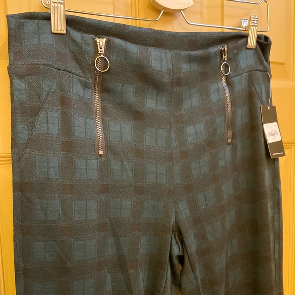 Ciudado con el perro Mexico green plaid leggings pants 13 large cute zippers - Picture 2 of 4